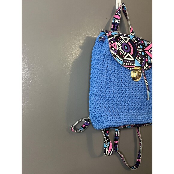 Handmade Crochet Backpack Womens Boho Knit Aztec Tribal Bag Unique Festival - Picture 3 of 11